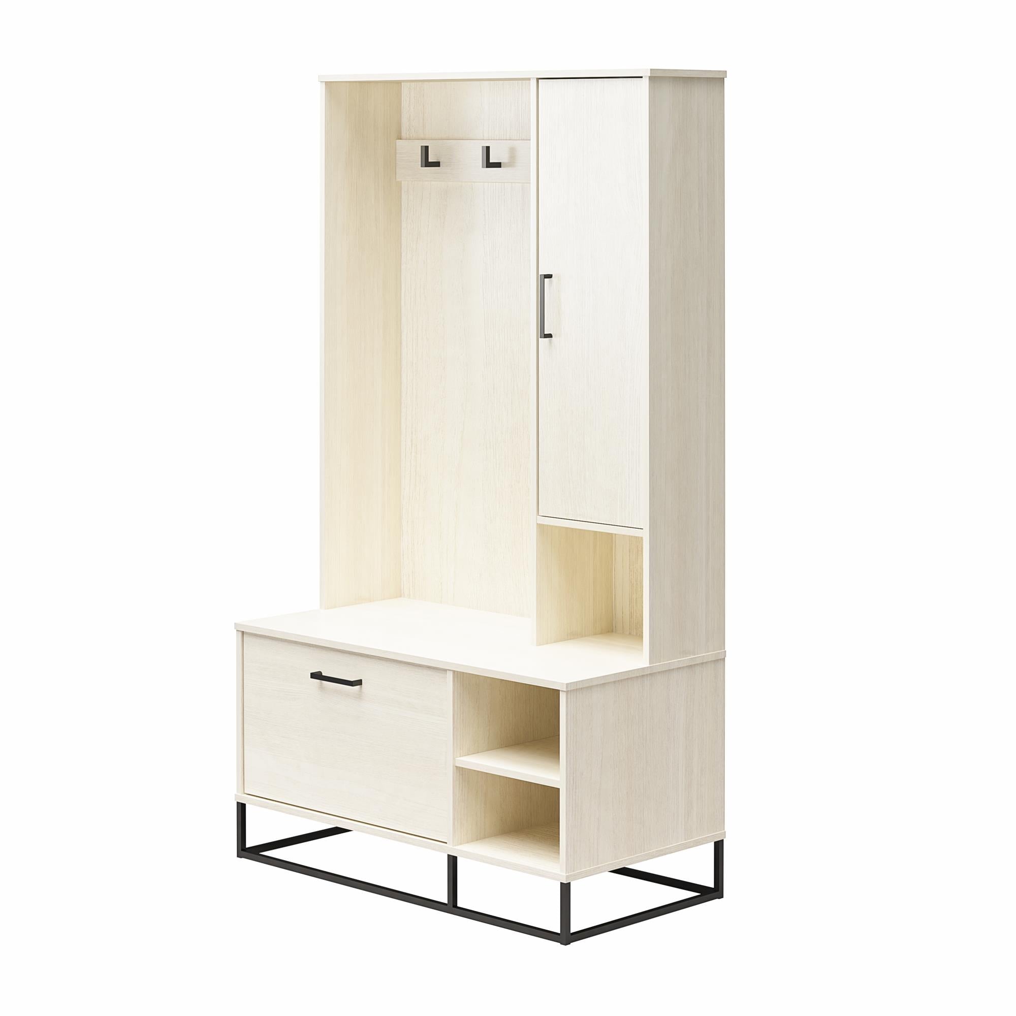 Novogratz Kelly Hall Tree with Bench and Shoe Storage - Ivory Oak
