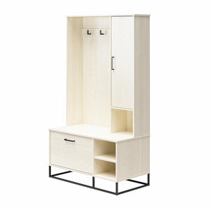 Novogratz Kelly Hall Tree with Bench and Shoe Storage - Ivory Oak