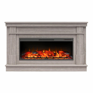 Ameriwood Home Elmcroft Wide Mantel with Linear Electric Fireplace - Rustic Gray