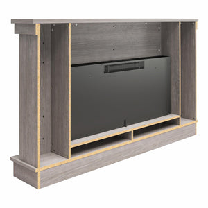 Ameriwood Home Elmcroft Wide Mantel with Linear Electric Fireplace - Rustic Gray