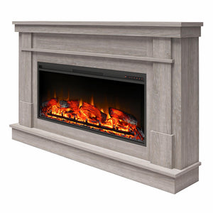 Ameriwood Home Elmcroft Wide Mantel with Linear Electric Fireplace - Rustic Gray