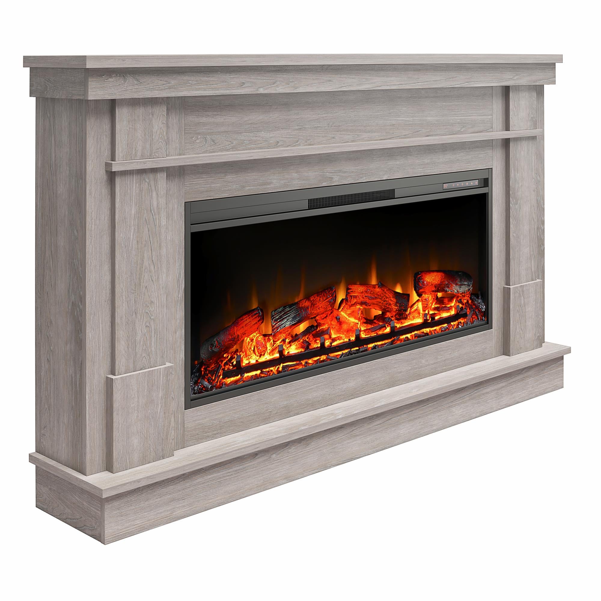 Ameriwood Home Elmcroft Wide Mantel with Linear Electric Fireplace - Rustic Gray