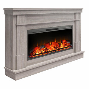 Ameriwood Home Elmcroft Wide Mantel with Linear Electric Fireplace - Rustic Gray