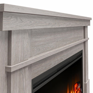 Ameriwood Home Elmcroft Wide Mantel with Linear Electric Fireplace - Rustic Gray