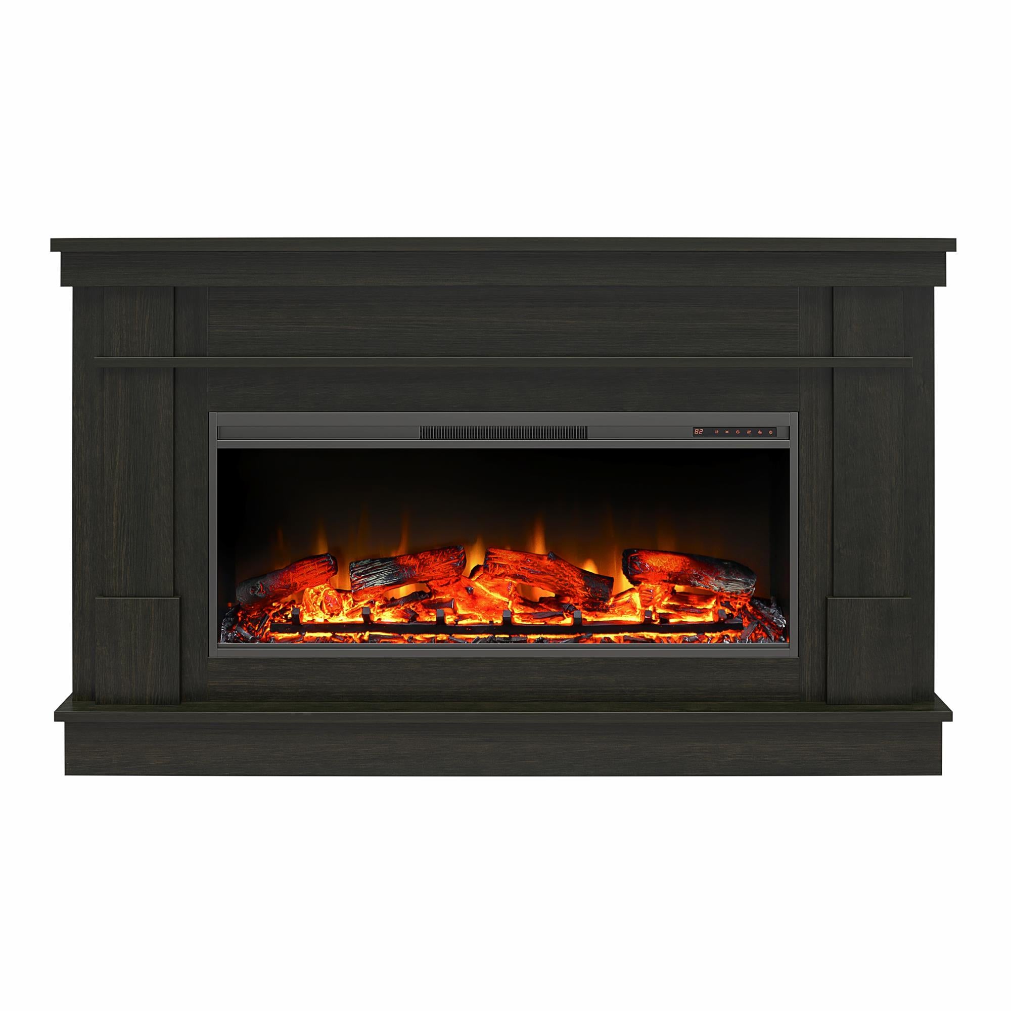 Ameriwood Home Elmcroft Wide Mantel with Linear Electric Fireplace - Charred Oak