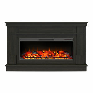 Ameriwood Home Elmcroft Wide Mantel with Linear Electric Fireplace - Charred Oak
