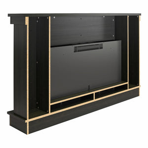 Ameriwood Home Elmcroft Wide Mantel with Linear Electric Fireplace - Charred Oak