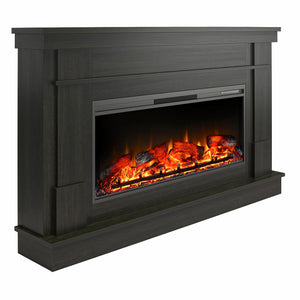 Ameriwood Home Elmcroft Wide Mantel with Linear Electric Fireplace - Charred Oak