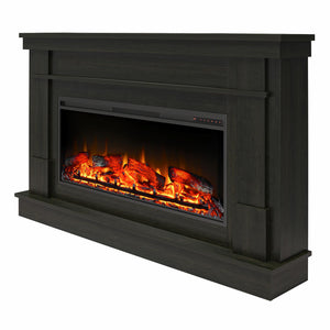 Ameriwood Home Elmcroft Wide Mantel with Linear Electric Fireplace - Charred Oak