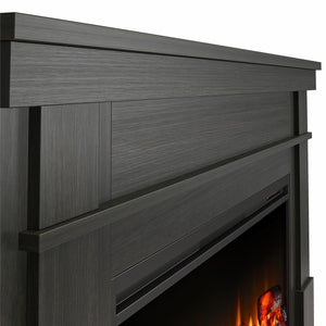 Ameriwood Home Elmcroft Wide Mantel with Linear Electric Fireplace - Charred Oak
