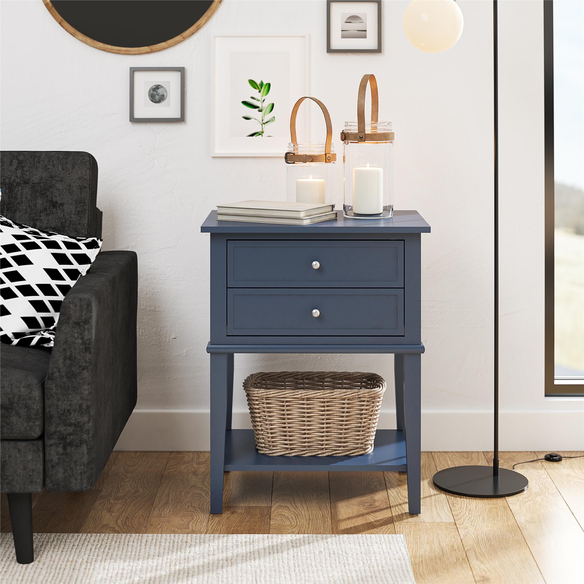 Ameriwood Home Franklin Accent Table with 2 Drawers - Stone Blue 