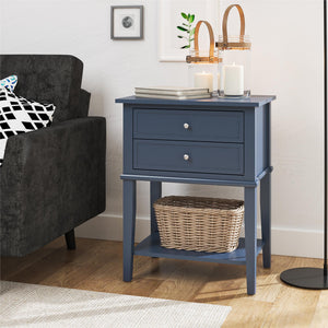 Ameriwood Home Franklin Accent Table with 2 Drawers - Stone Blue 