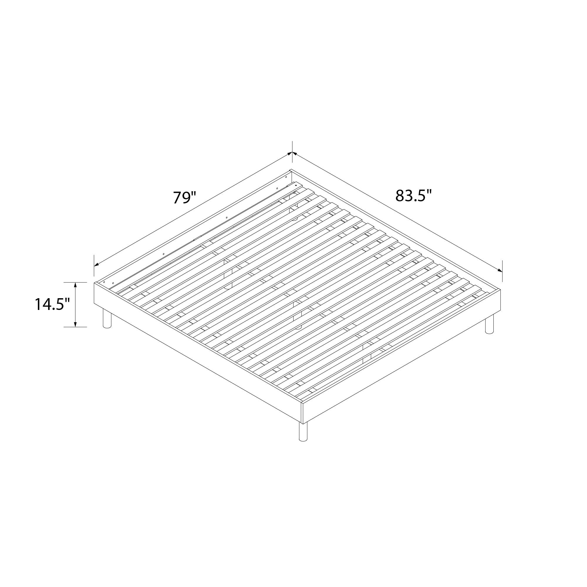 DHP Cologne Wood Bed Frame with Upholstered Headboard - Light Oak - King