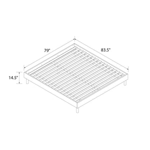 DHP Cologne Wood Bed Frame with Upholstered Headboard - Light Oak - King