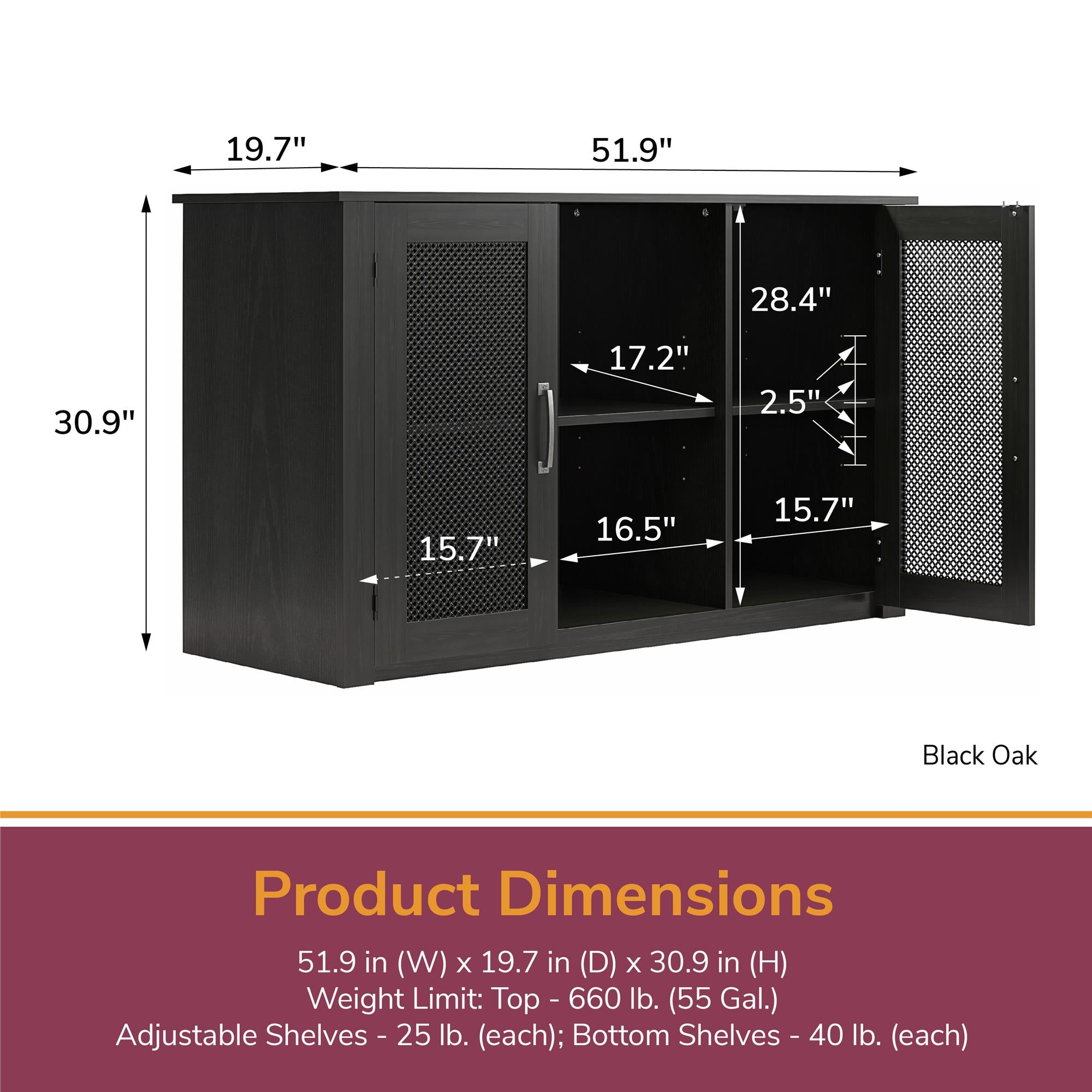 Ollie & Hutch Finnegan 55 Gallon Aquarium or Terrarium Stand - Black Oak - 55 Gallons