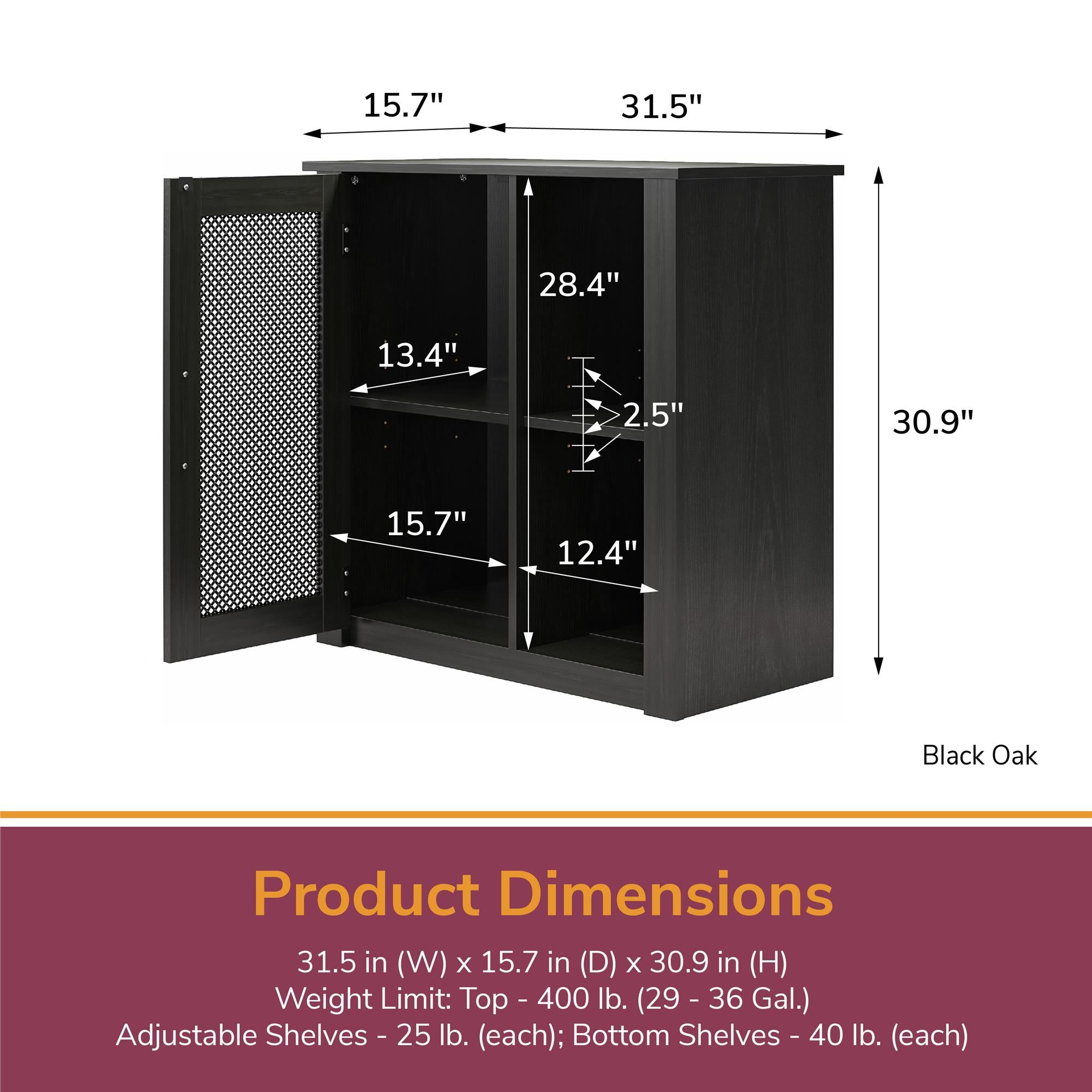 Ollie & Hutch Finnegan 29-36 Gallon Aquarium or Terrarium Stand - Black Oak