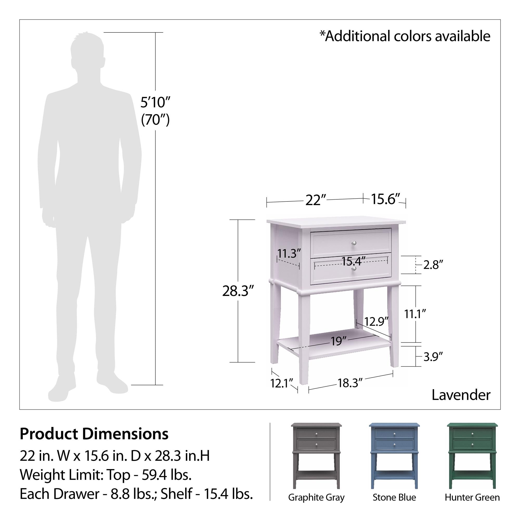 Ameriwood Home Franklin Accent Table with 2 Drawers - Hunter Green
