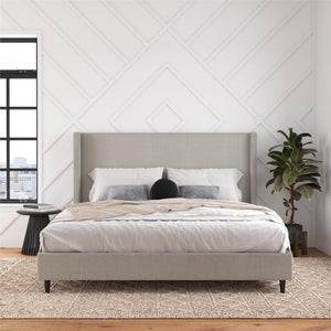 DHP Eveline Upholstered Wingback Bed - Textured Gray Canvas - King
