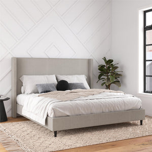 DHP Eveline Upholstered Wingback Bed - Textured Gray Canvas - King