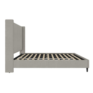 DHP Eveline Upholstered Wingback Bed - Textured Gray Canvas - King