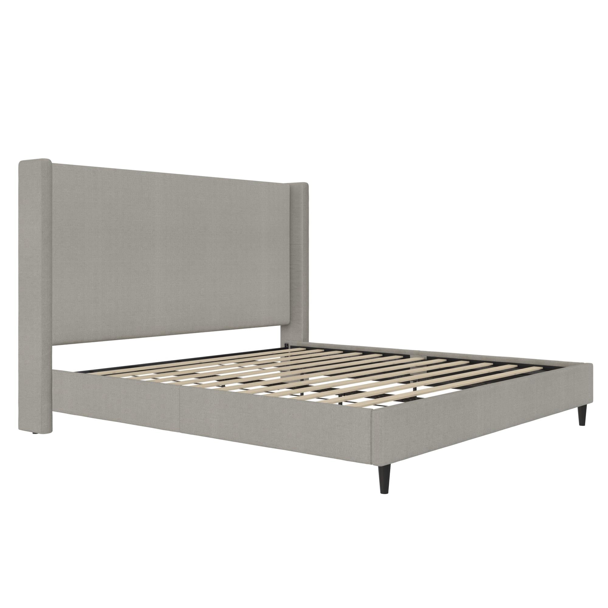DHP Eveline Upholstered Wingback Bed - Textured Gray Canvas - King