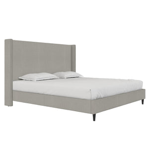 DHP Eveline Upholstered Wingback Bed - Textured Gray Canvas - King
