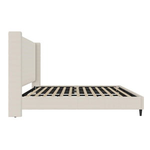 DHP Eveline Upholstered Wingback Bed - Textured Ivory Canvas - King