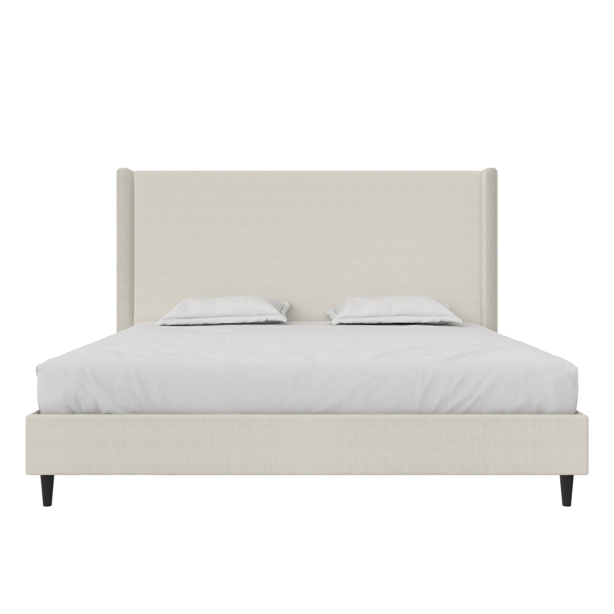 DHP Eveline Upholstered Wingback Bed - Textured Ivory Canvas - King