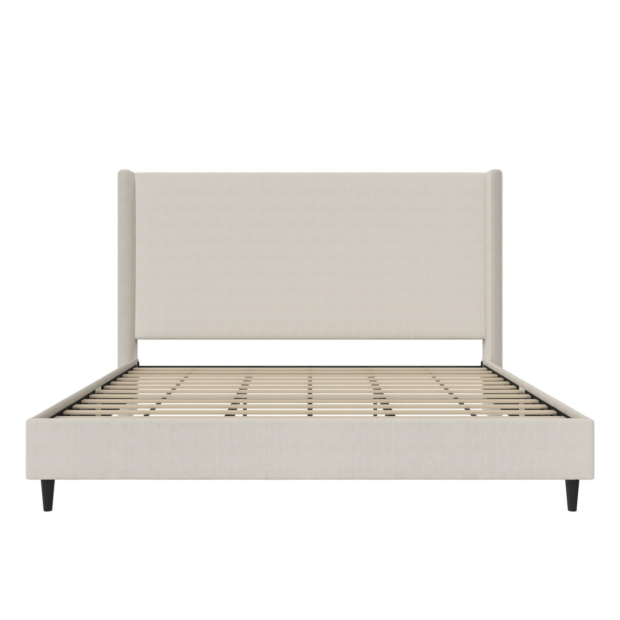 DHP Eveline Upholstered Wingback Bed - Textured Ivory Canvas - King