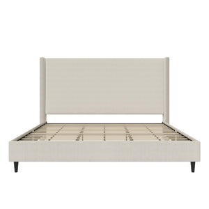 DHP Eveline Upholstered Wingback Bed - Textured Ivory Canvas - King