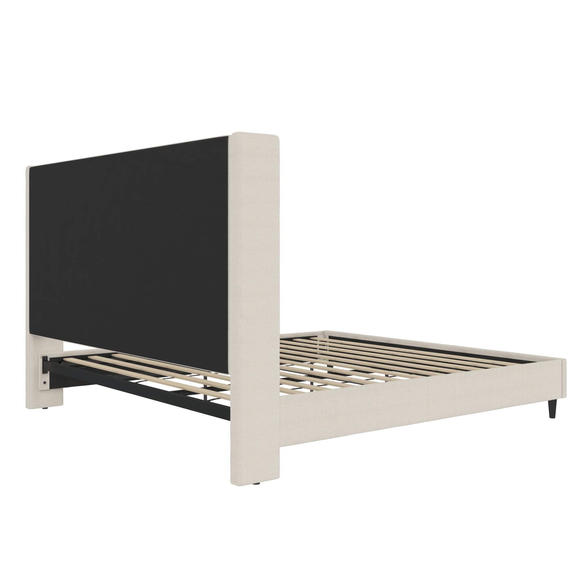 DHP Eveline Upholstered Wingback Bed - Textured Ivory Canvas - King