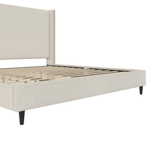 DHP Eveline Upholstered Wingback Bed - Textured Ivory Canvas - King