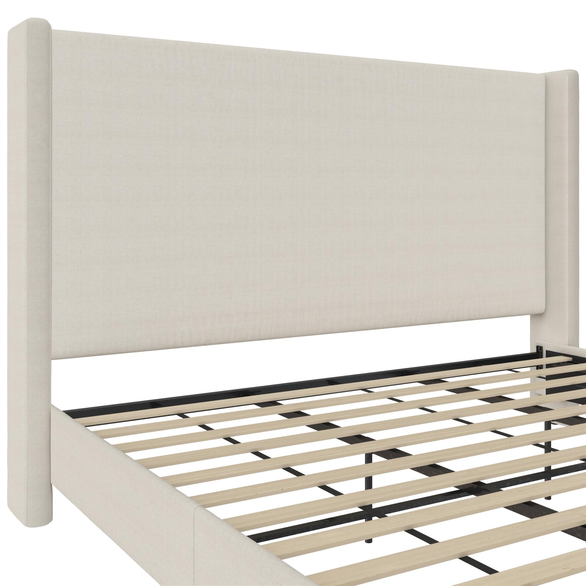 DHP Eveline Upholstered Wingback Bed - Textured Ivory Canvas - King