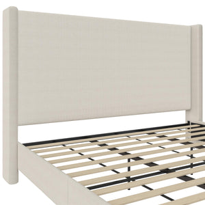 DHP Eveline Upholstered Wingback Bed - Textured Ivory Canvas - King