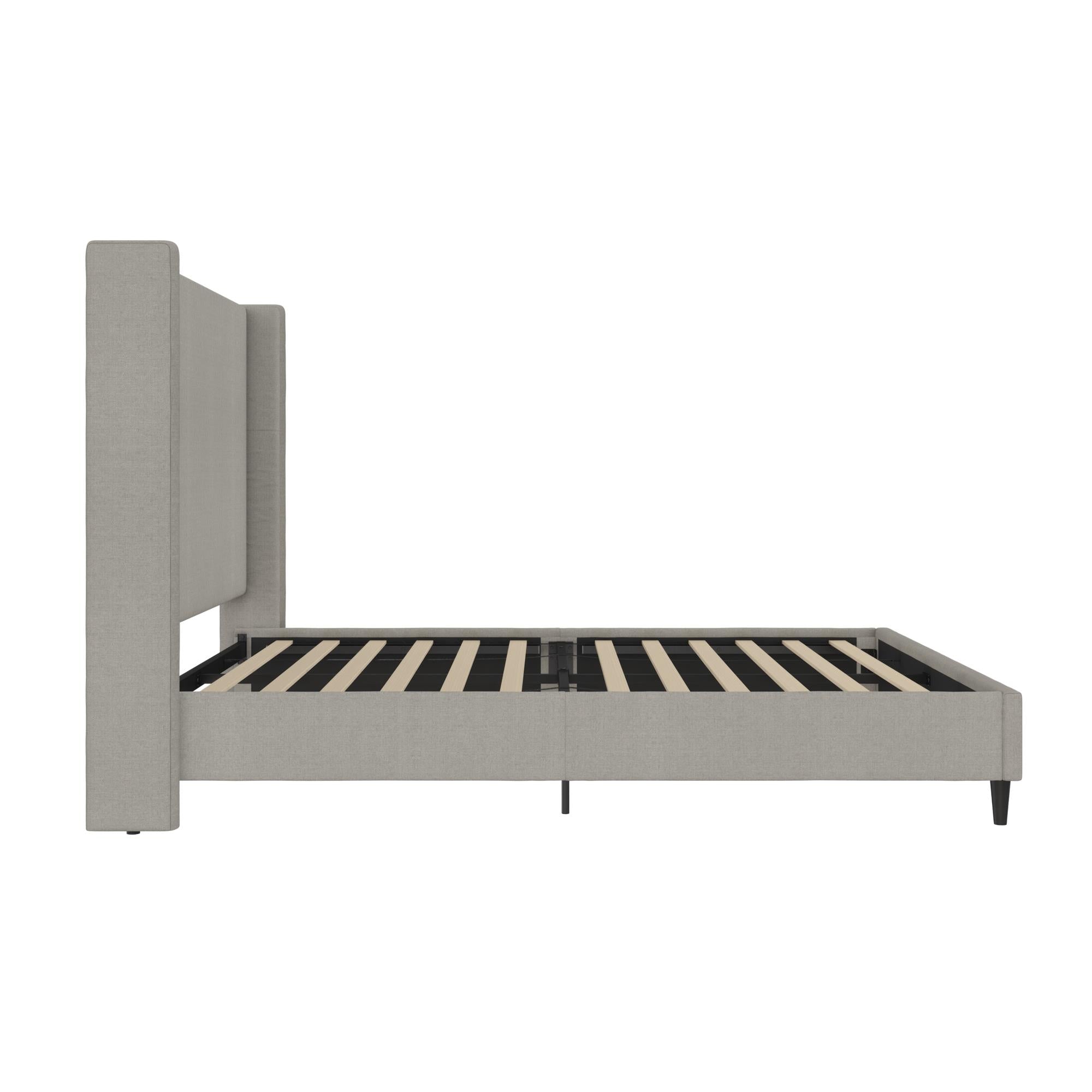 DHP Eveline Upholstered Wingback Bed - Textured Gray Canvas - Queen
