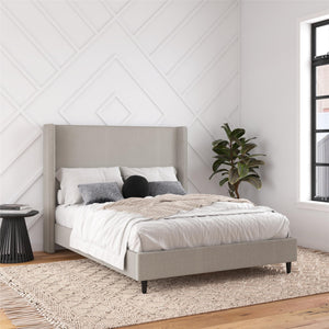 DHP Eveline Upholstered Wingback Bed - Textured Gray Canvas - Queen