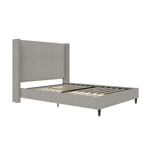 DHP Eveline Upholstered Wingback Bed - Textured Gray Canvas - Queen
