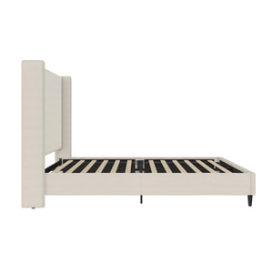 DHP Eveline Upholstered Wingback Bed - Textured Ivory Canvas - Queen