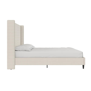 DHP Eveline Upholstered Wingback Bed - Textured Ivory Canvas - Queen