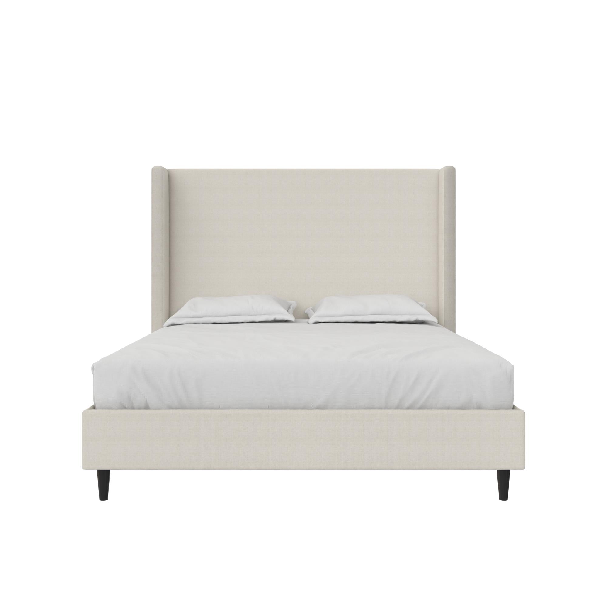 DHP Eveline Upholstered Wingback Bed - Textured Ivory Canvas - Queen