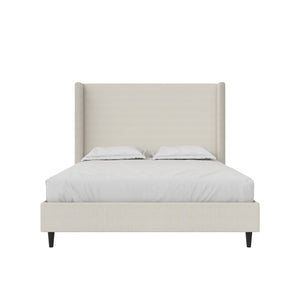 DHP Eveline Upholstered Wingback Bed - Textured Ivory Canvas - Queen