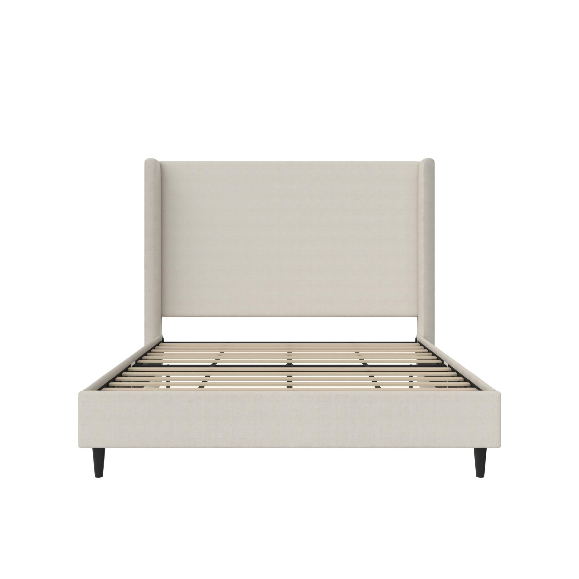 DHP Eveline Upholstered Wingback Bed - Textured Ivory Canvas - Queen