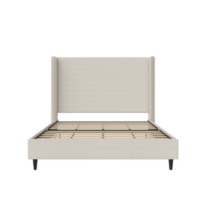 DHP Eveline Upholstered Wingback Bed - Textured Ivory Canvas - Queen