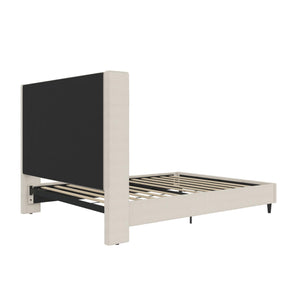 DHP Eveline Upholstered Wingback Bed - Textured Ivory Canvas - Queen