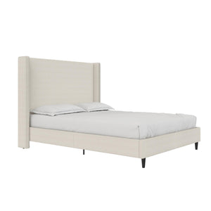 DHP Eveline Upholstered Wingback Bed - Textured Ivory Canvas - Queen