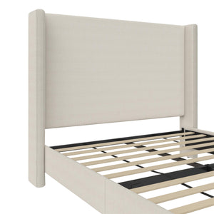 DHP Eveline Upholstered Wingback Bed - Textured Ivory Canvas - Queen