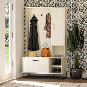 Novogratz Kelly Hall Tree with Bench and Shoe Storage - Ivory Oak