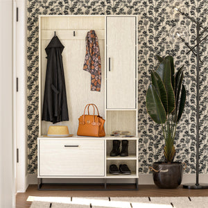 Novogratz Kelly Hall Tree with Bench and Shoe Storage - Ivory Oak