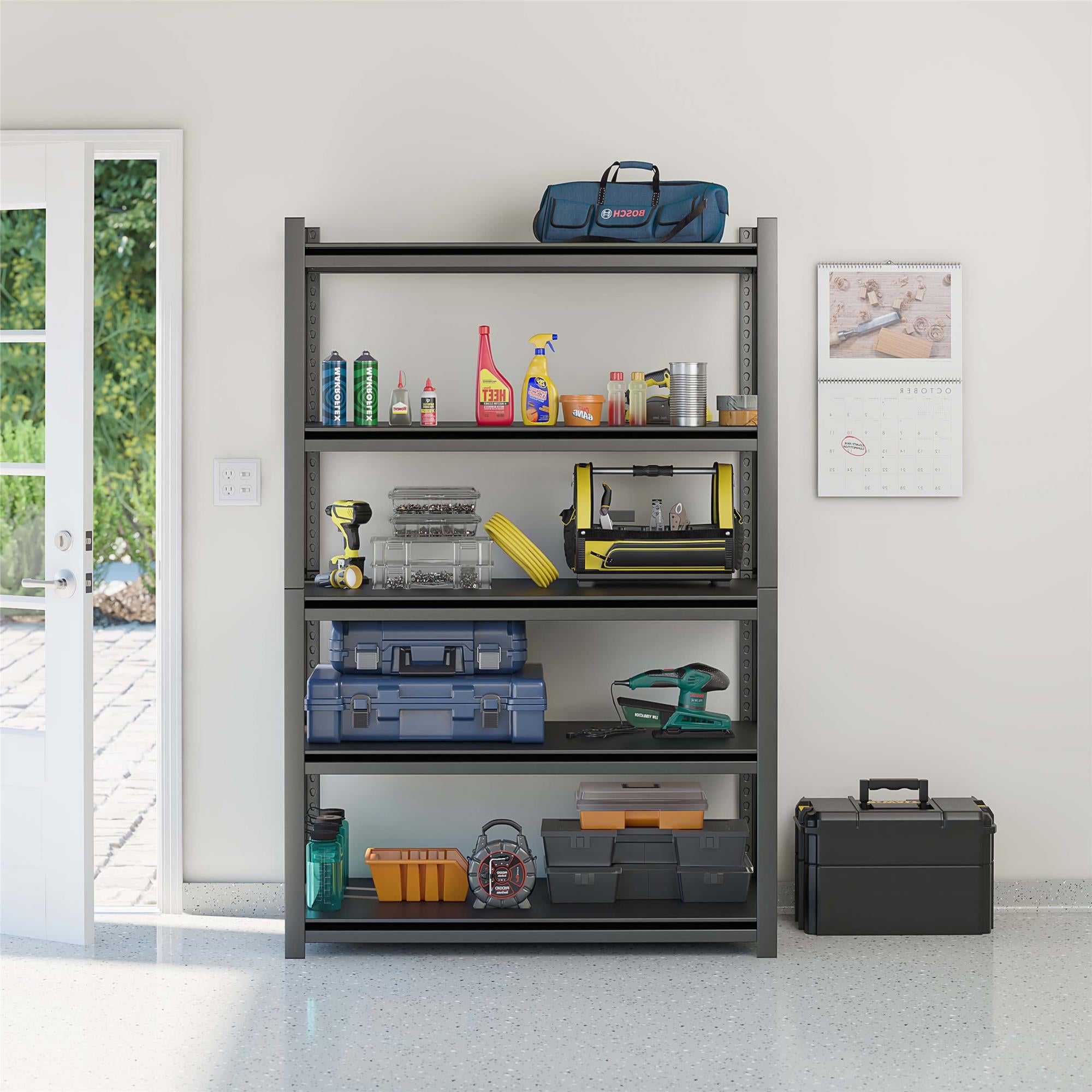 Systembuild Evolution Rack-Tite 5-Shelf Toolless Steel Frame Garage Storage Shelving Unit - Pewter