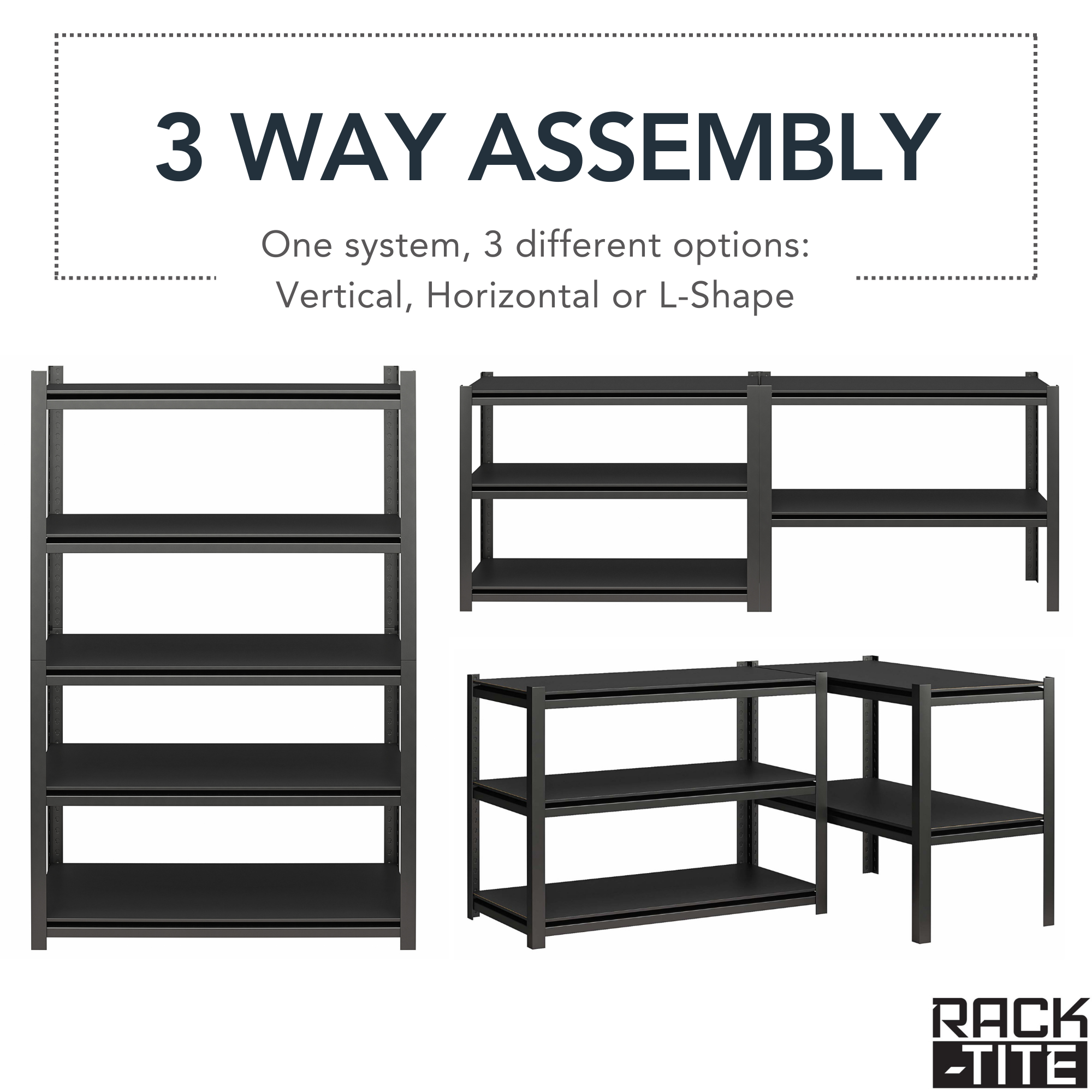 Systembuild Evolution Rack-Tite 5-Shelf Toolless Steel Frame Garage Storage Shelving Unit - Pewter